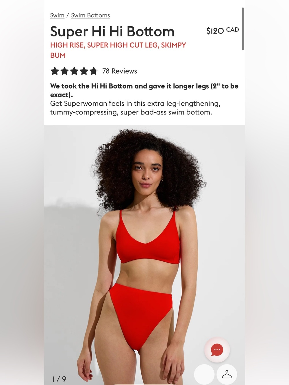 Left On Friday Super Hi Hi Bottom - High Rise Swim Bottom in Red